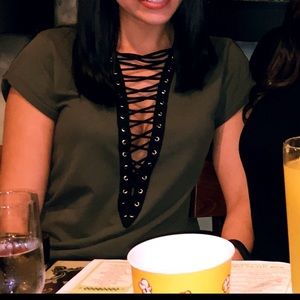 LF Oversized Lace Up Top